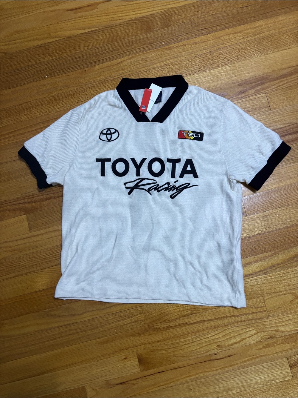 Abercrombie & Fitch Off-White Polo Tee with Black Trim